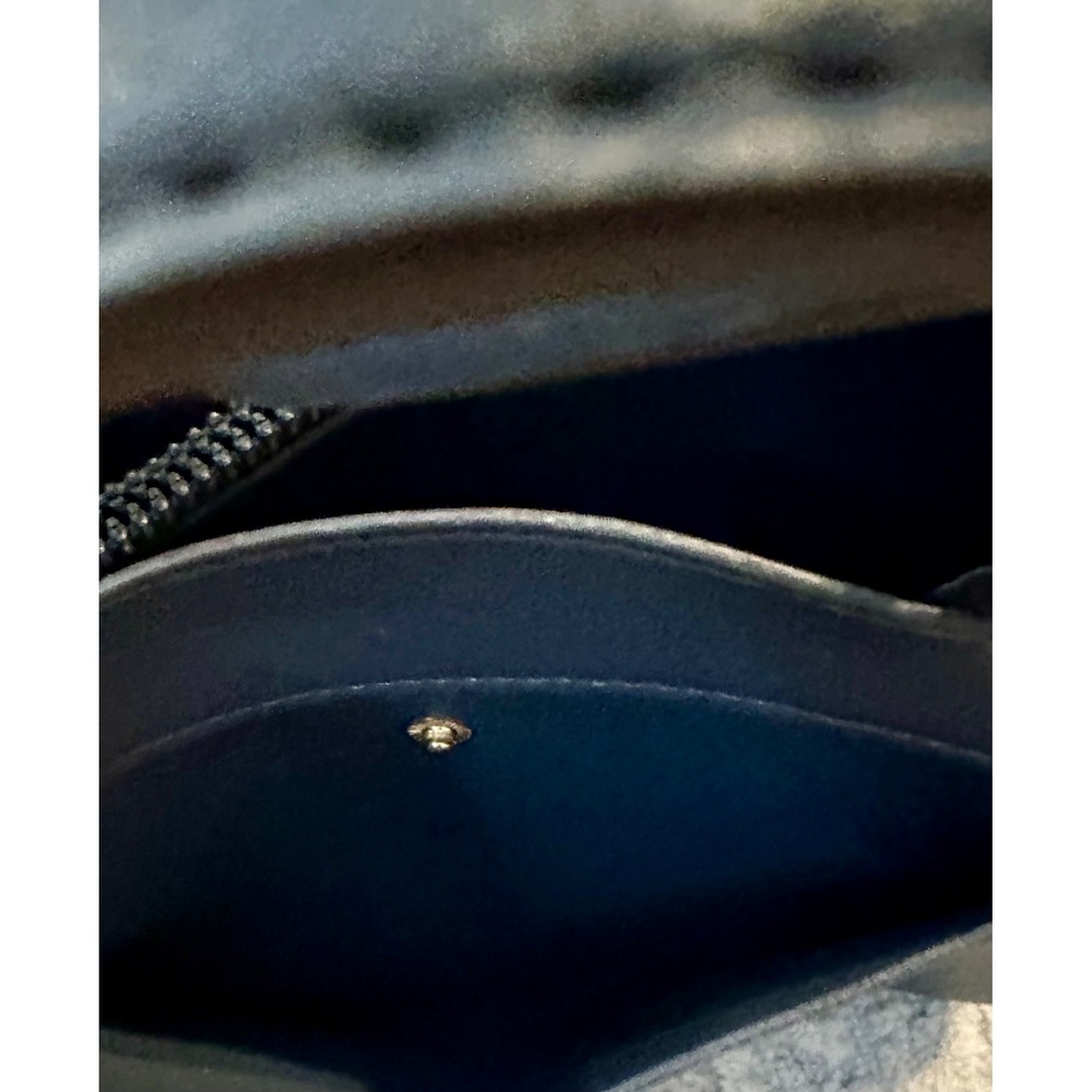 Nanette Lepore Slate Blue Small Satchel Crossbody Handbag Gold Hardware Pocket - Picture 2 of 9